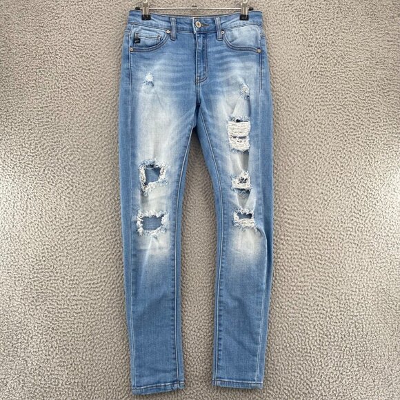 KanCan Jeans Women 1 24 Caroline Blue Ankle Skinny Distressed Light Wash Stretch - Picture 1 of 12